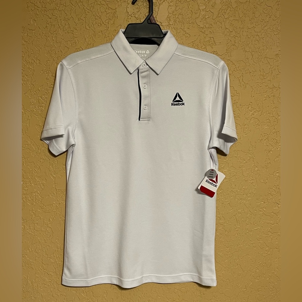 Reebok White Men’s Small Polo Short Sleeve Shirt Made In Cambodia Size Small